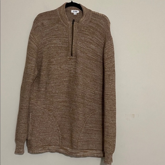 Rowm Men's Brown Sweater pullover Half-Zip XL  mock neck soft casual office cozy - Picture 9 of 9